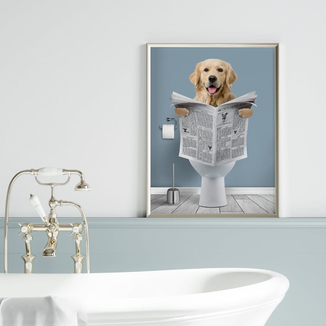 Crown and Paw - Canvas Restroom Pet Portrait - Custom Pet Art
