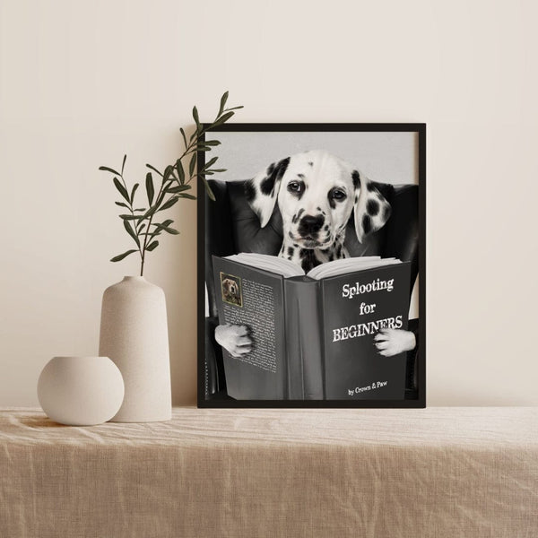 Custom Pet Reading a Book Portrait - Framed Poster