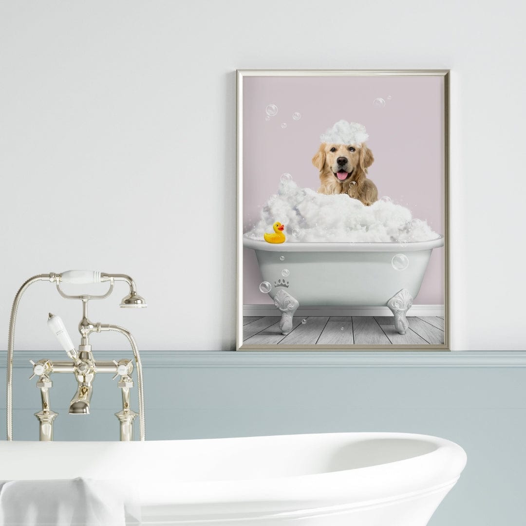 Crown and Paw - Canvas Bath Tub Pet Portrait (One Pet) - Custom Pet Art