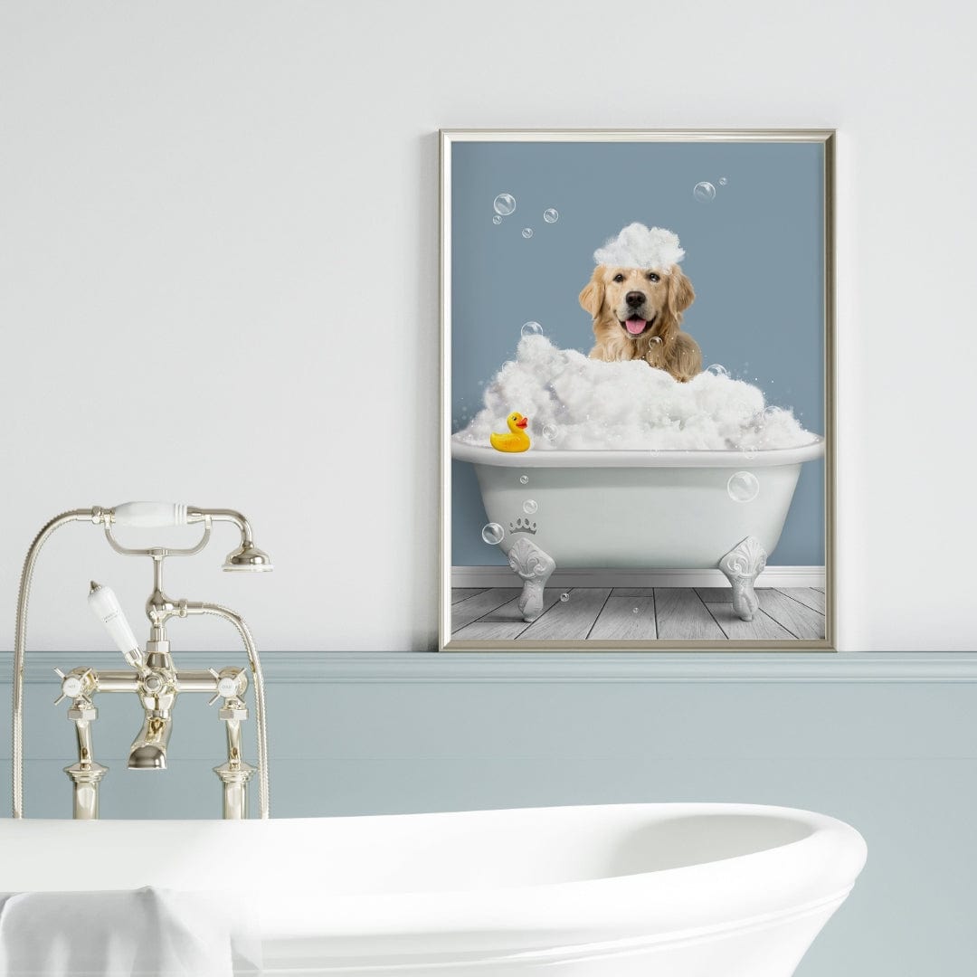 Crown and Paw - Canvas Bath Tub Pet Portrait (One Pet) - Custom Pet Art