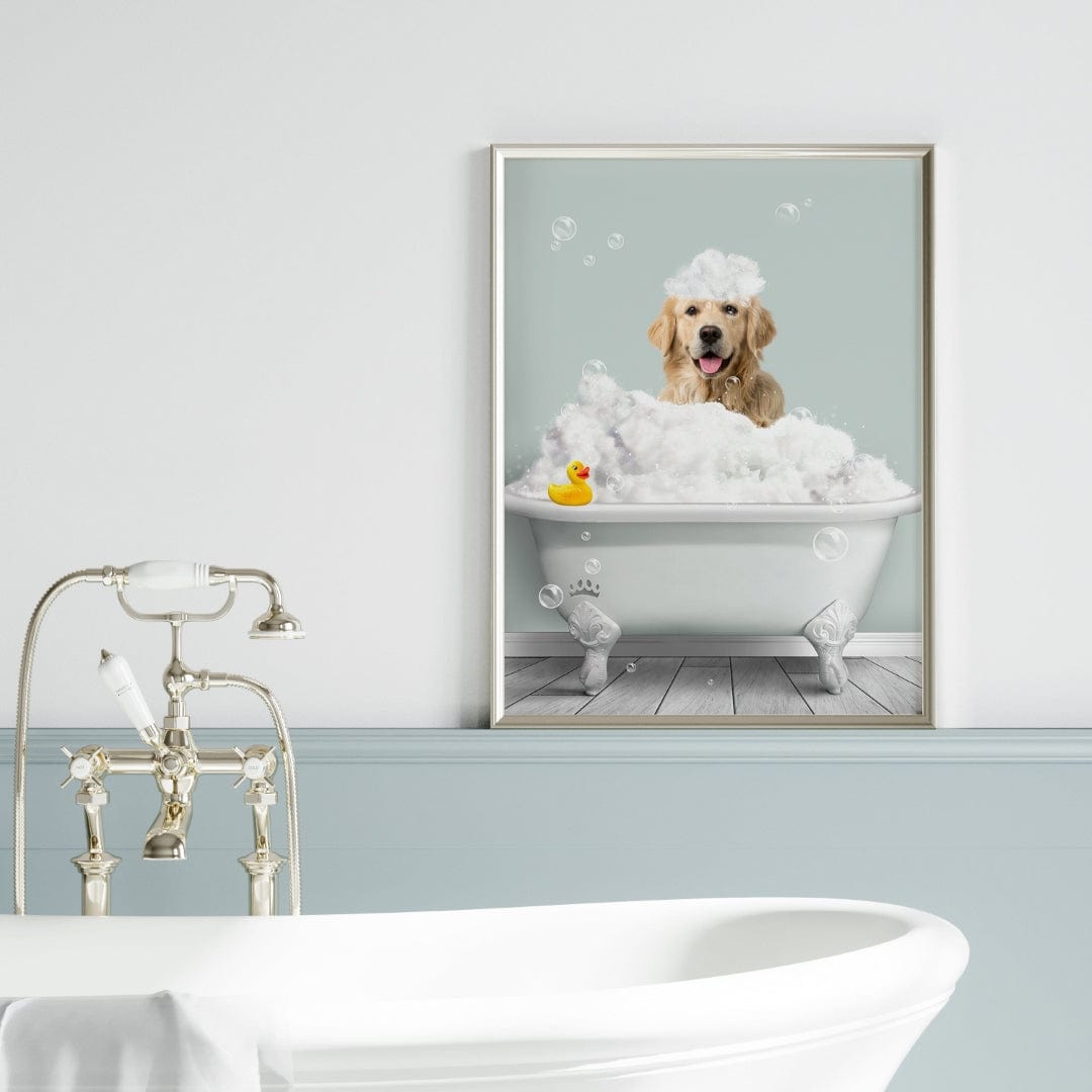 Crown and Paw - Canvas Bath Tub Pet Portrait (One Pet) - Custom Pet Art