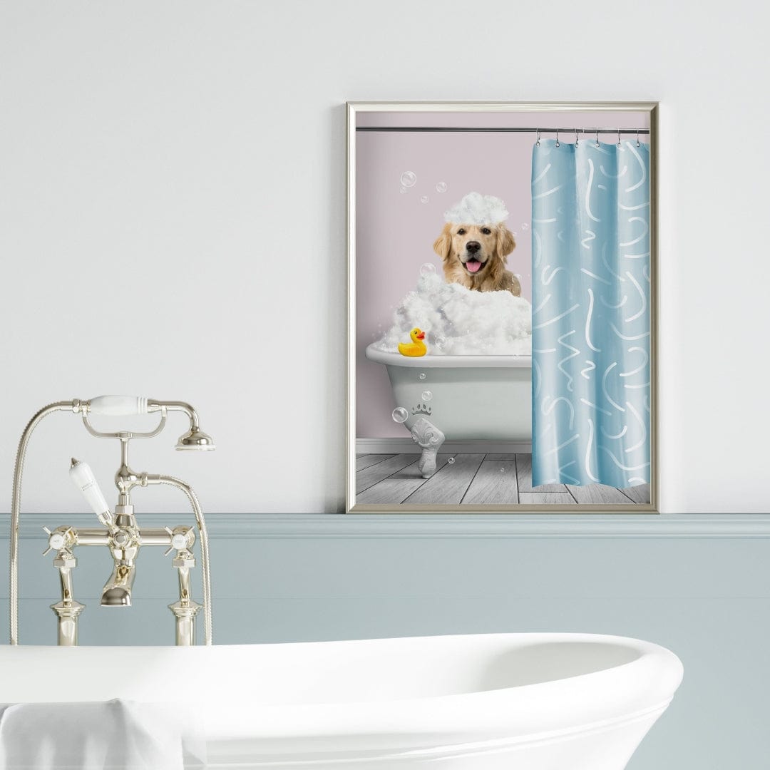 Crown and Paw - Canvas Bath Tub Pet Portrait (One Pet) - Custom Pet Art