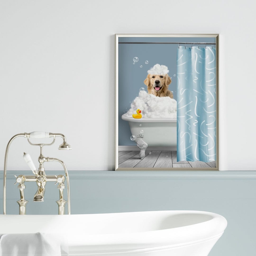 Crown and Paw - Canvas Bath Tub Pet Portrait (One Pet) - Custom Pet Art