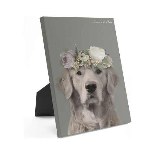 Crown and Paw - Standing Canvas Full Bloom - Custom Standing Canvas 8" x 10" / Green
