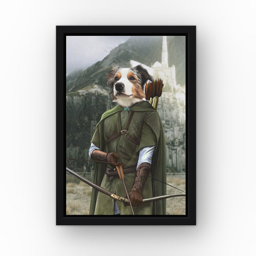 The Archer (Background 1) custom pet canvas in a black floating frame