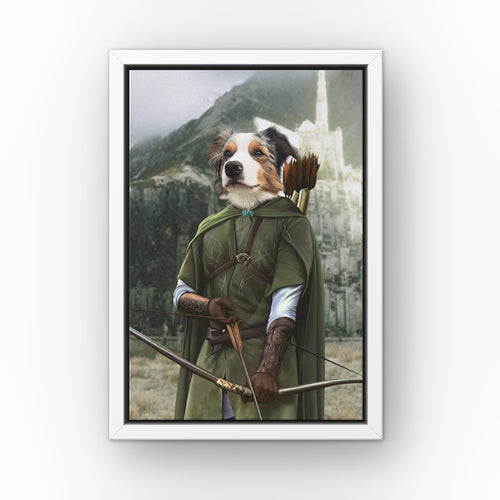 The Archer (Background 1) custom pet canvas in a white floating frame