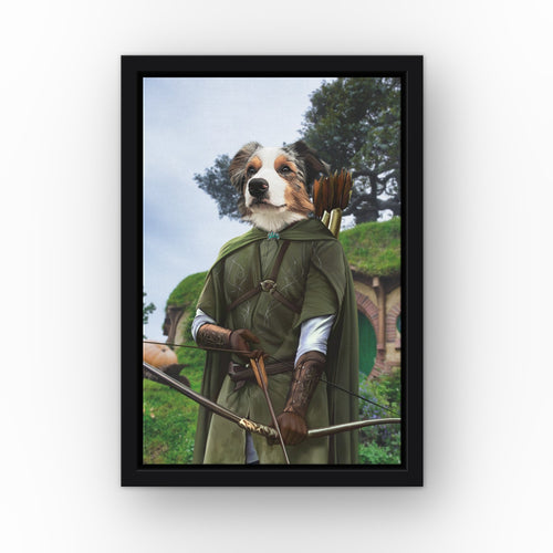 The Archer (Background 2) custom pet canvas in a black floating frame