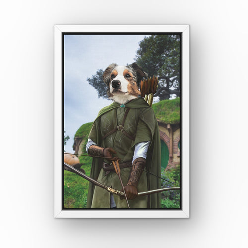 The Archer (Background 2) custom pet canvas in a white floating frame