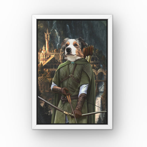 The Archer (Background 3) custom pet canvas in a white floating frame