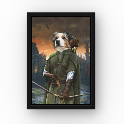The Archer (Background 4) custom pet canvas in a black floating frame