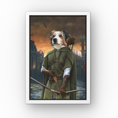 The Archer (Background 4) custom pet canvas in a white floating frame