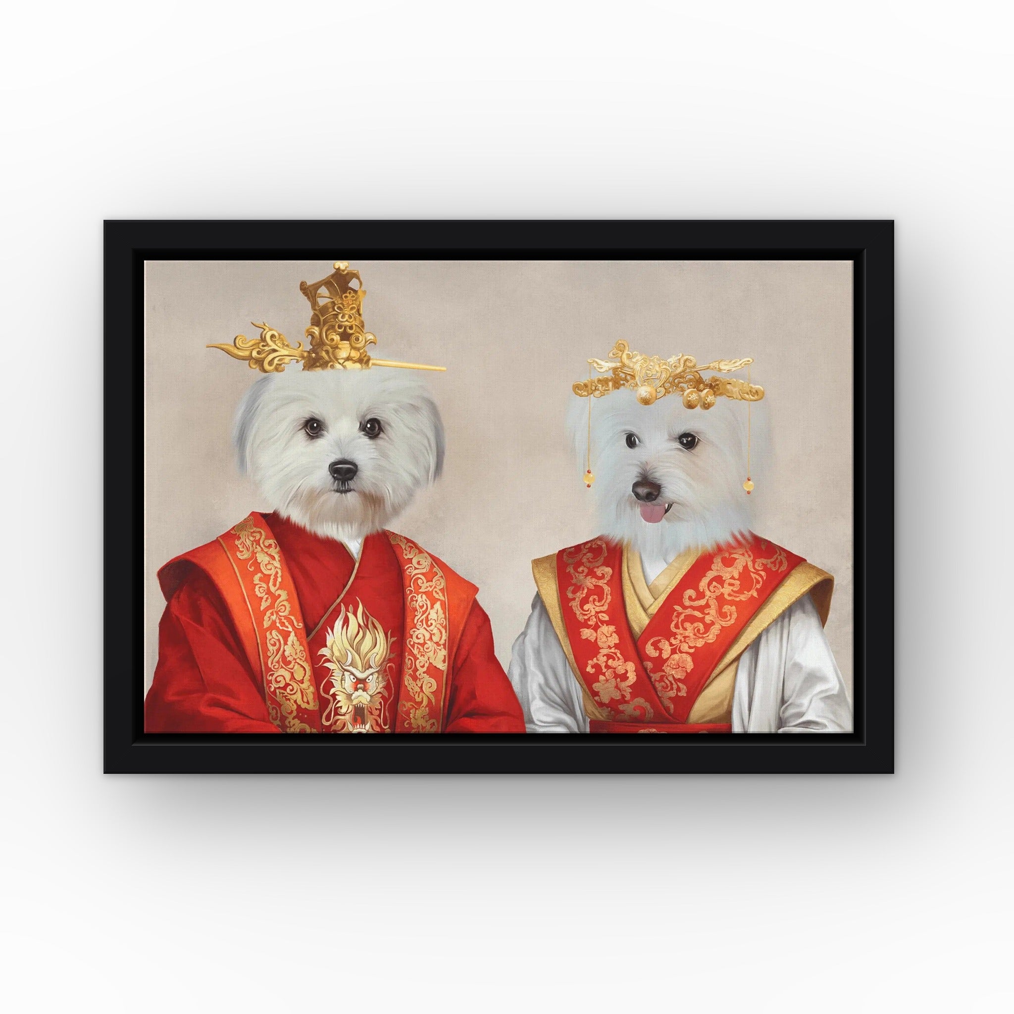The Asian Rulers custom pet canvas in a black floating frame