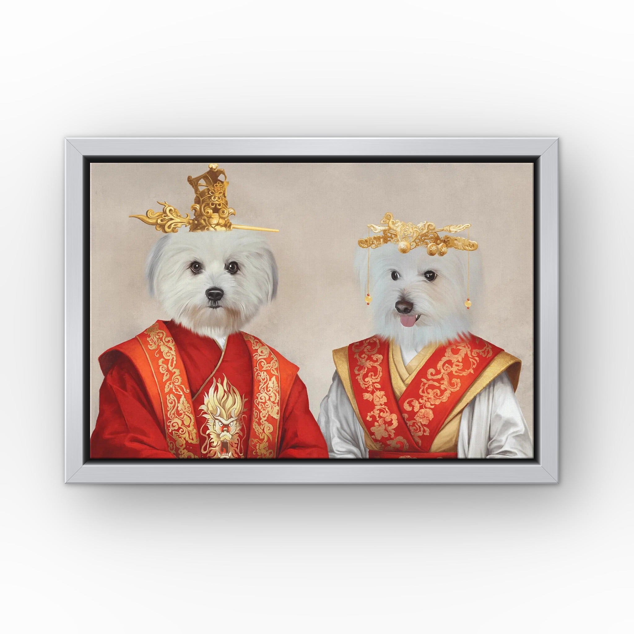 The Asian Rulers custom pet canvas in a silver floating frame