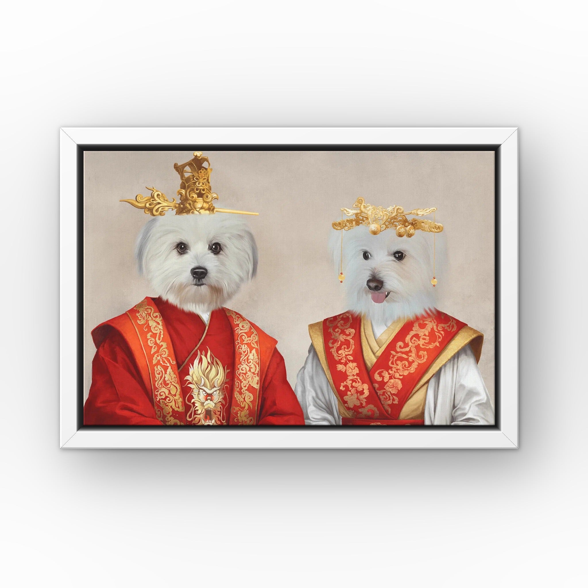 The Asian Rulers custom pet canvas in a white floating frame