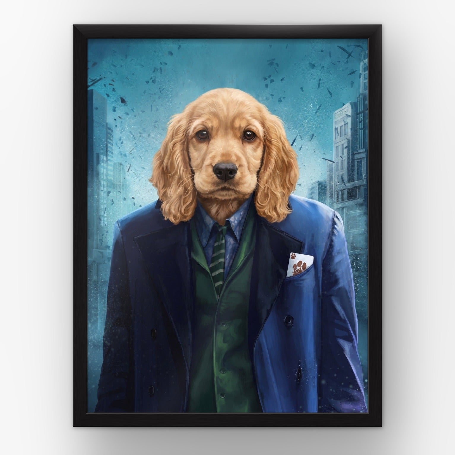 The Bad Guy custom pet poster in a black frame