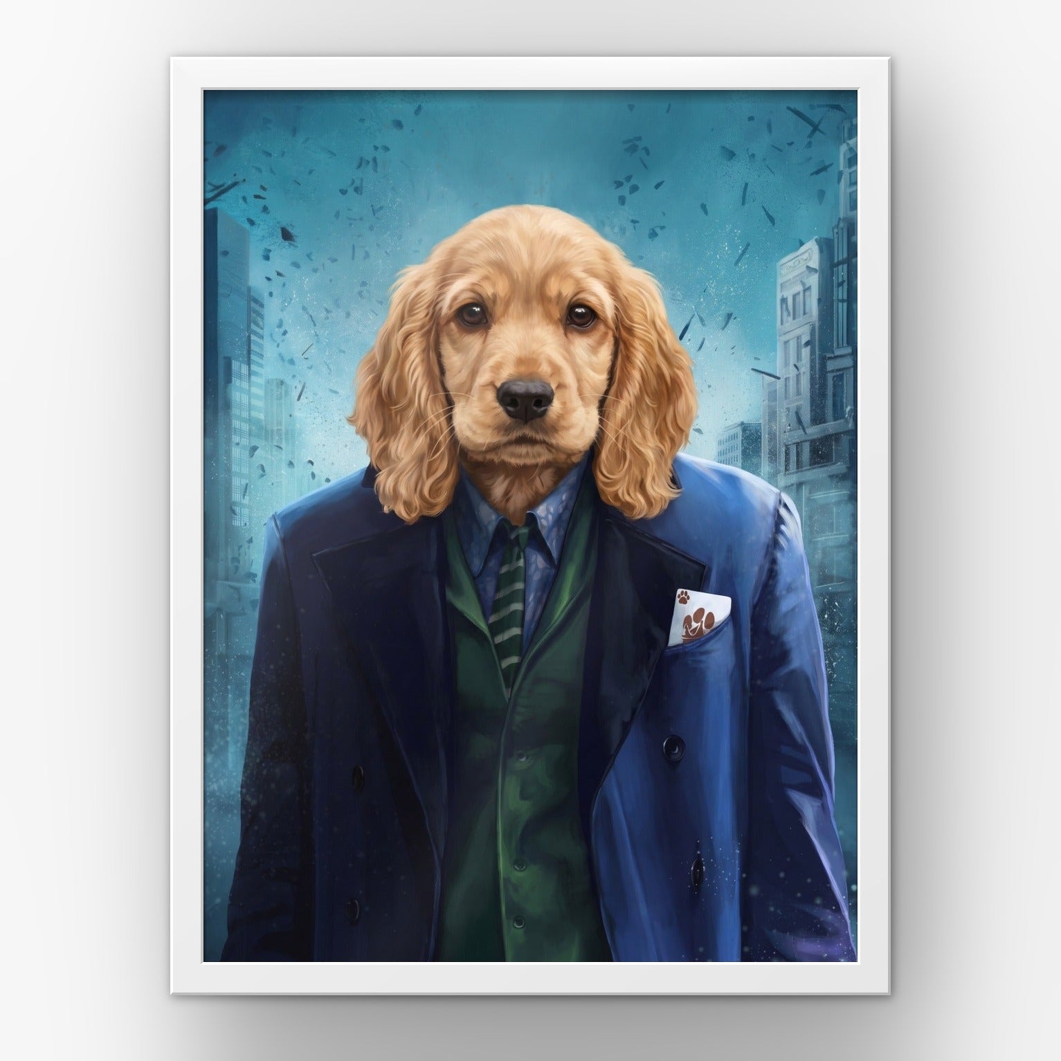 The Bad Guy custom pet poster in a white frame