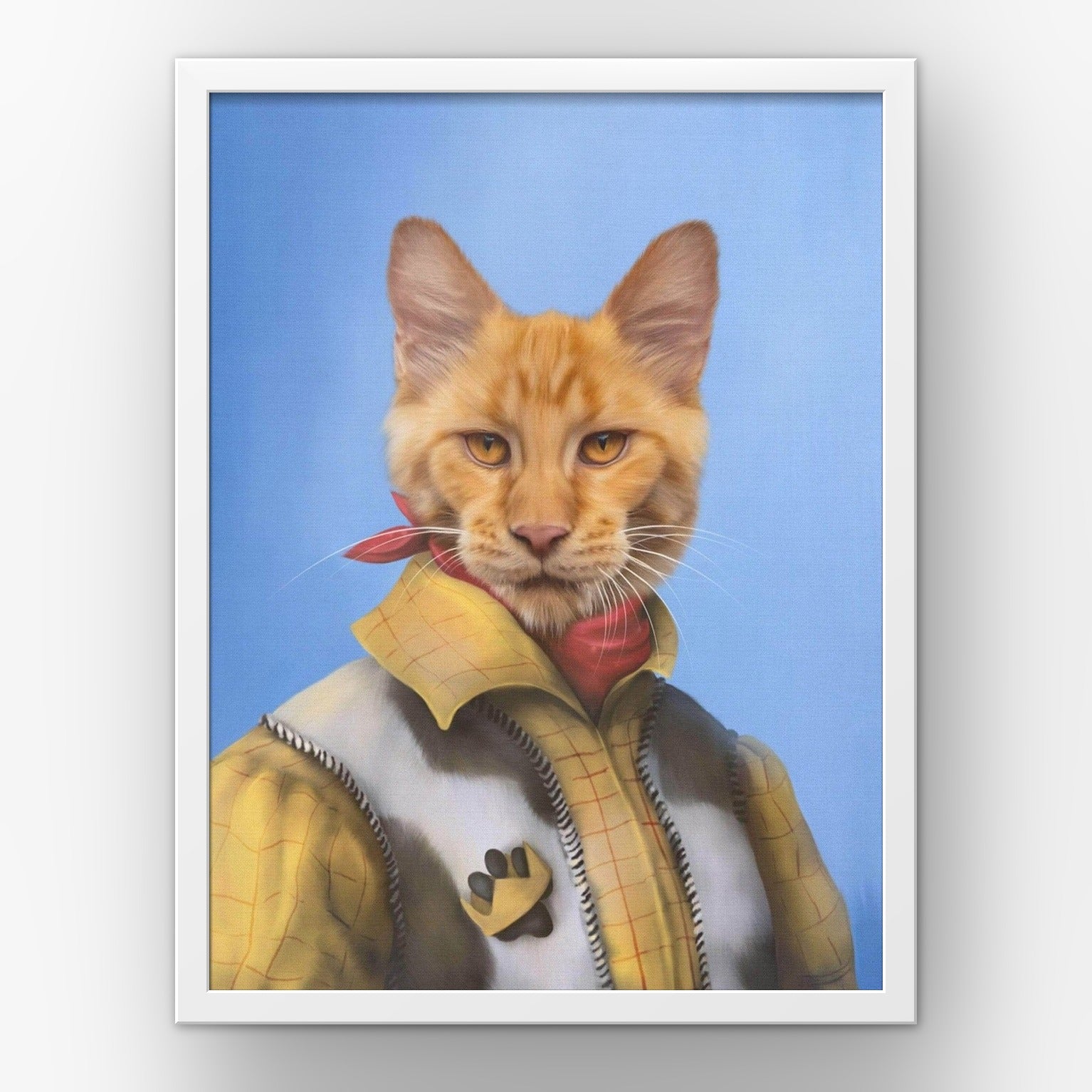 The Cowboy custom pet poster in a white frame