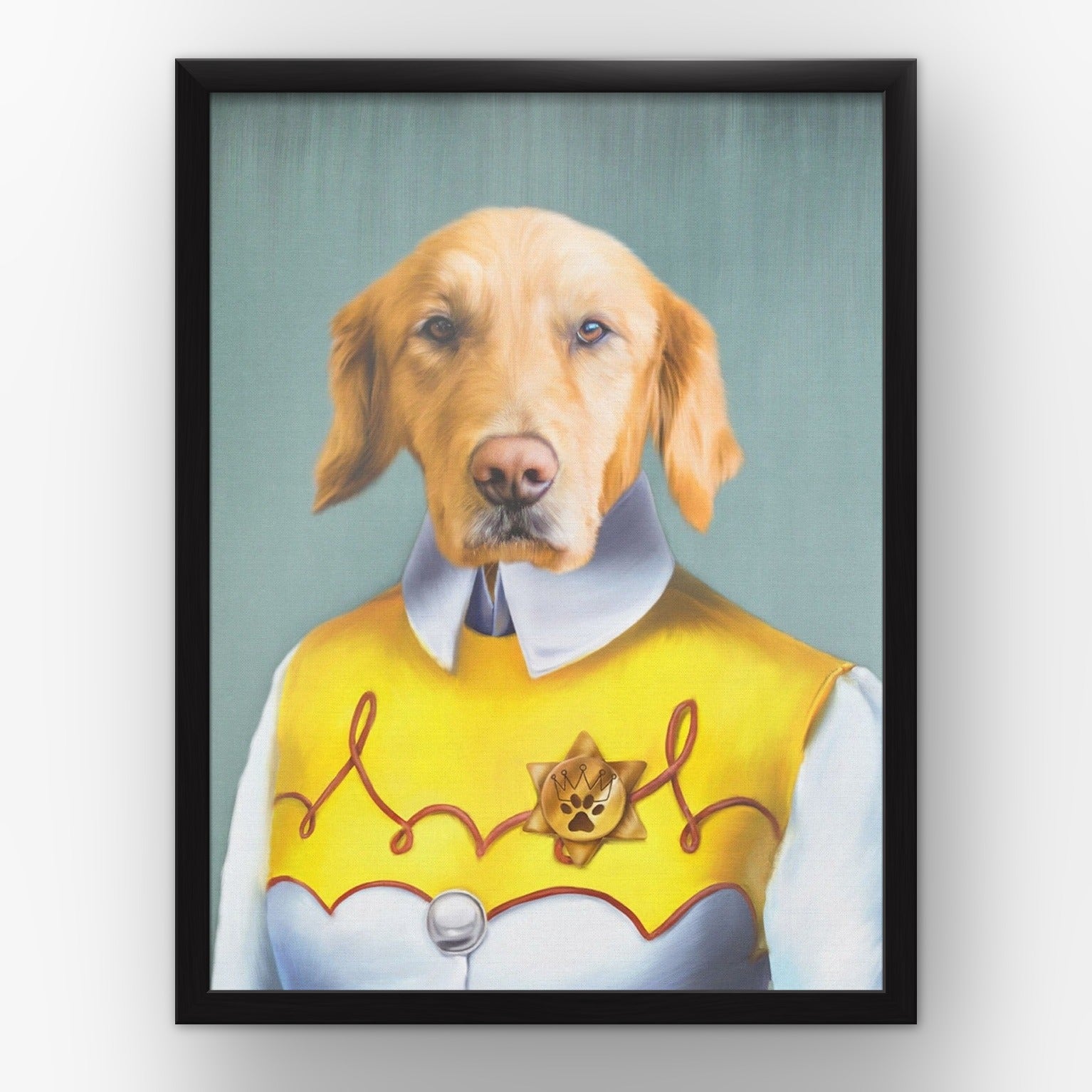 The Cowgirl custom pet poster in a black frame