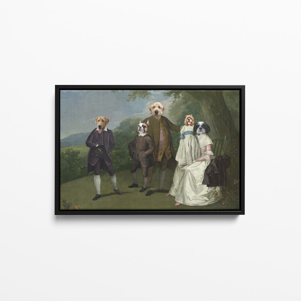 The Family Picnic (Five Pets) - Custom Pet Canvas