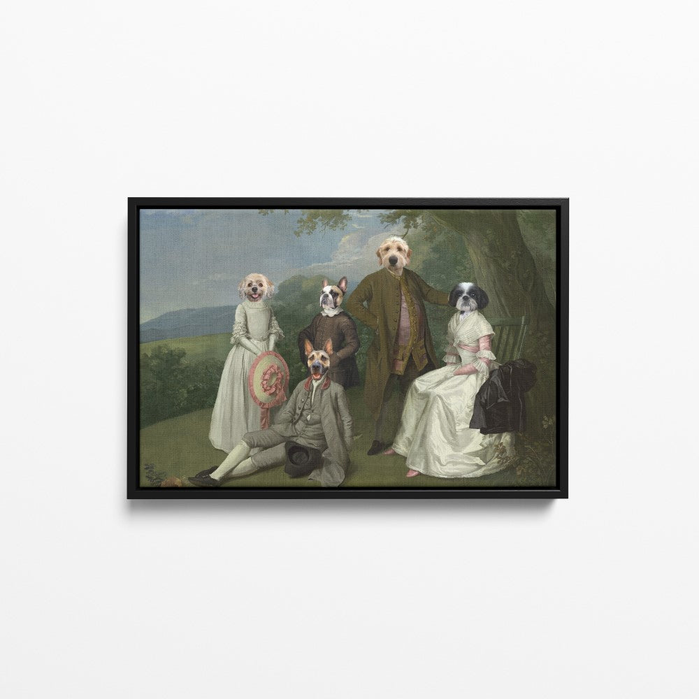 The Family Picnic (Five Pets) - Custom Pet Canvas