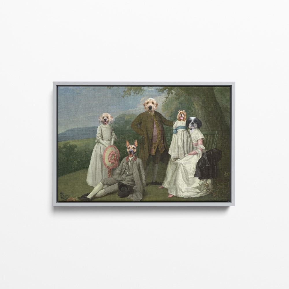 The Family Picnic (Five Pets) - Custom Pet Canvas