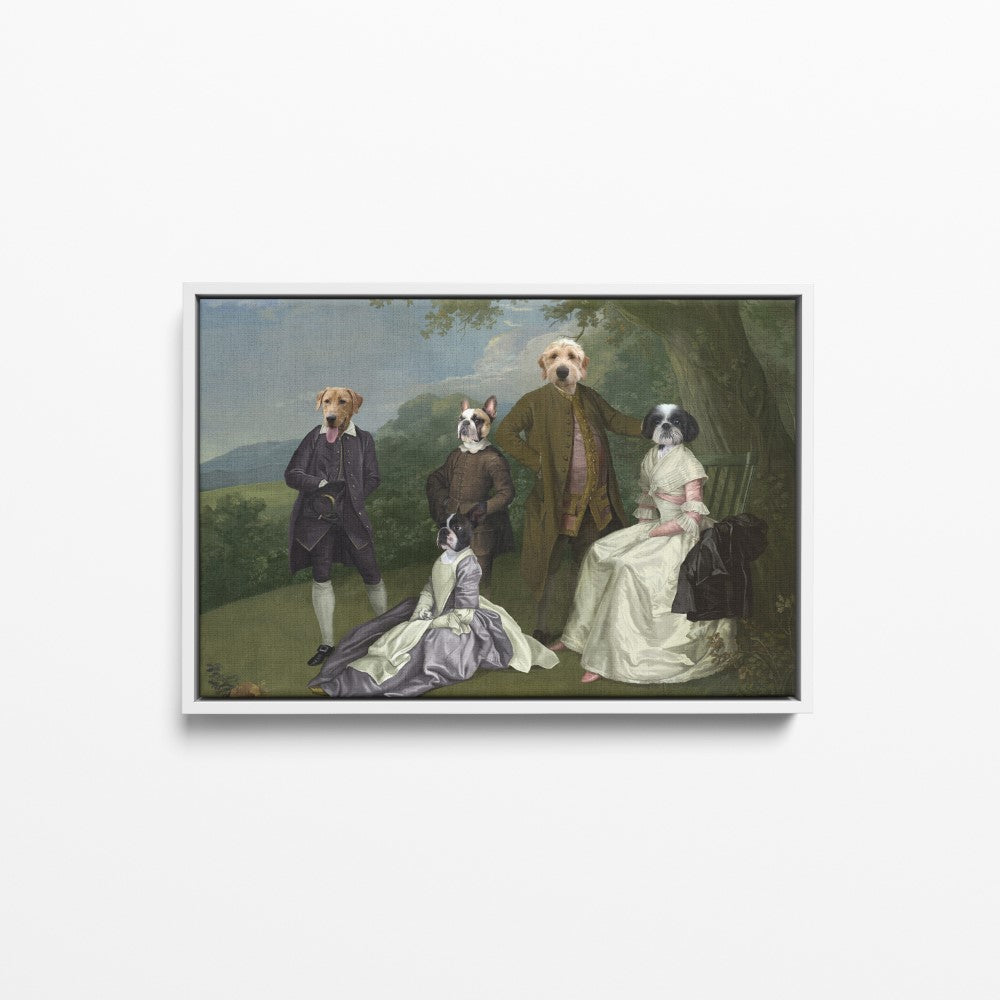 The Family Picnic (Five Pets) - Custom Pet Canvas