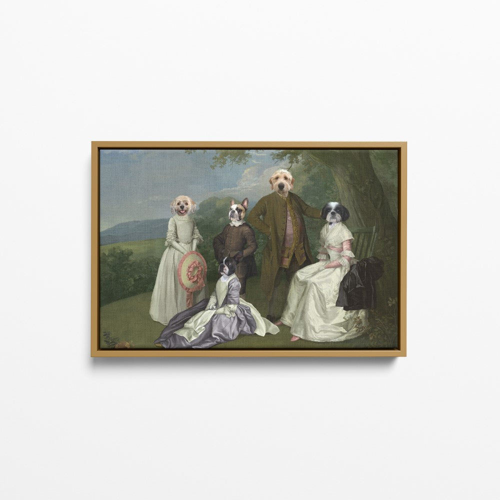 The Family Picnic (Five Pets) - Custom Pet Canvas