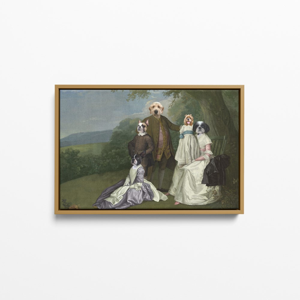 The Family Picnic (Five Pets) - Custom Pet Canvas