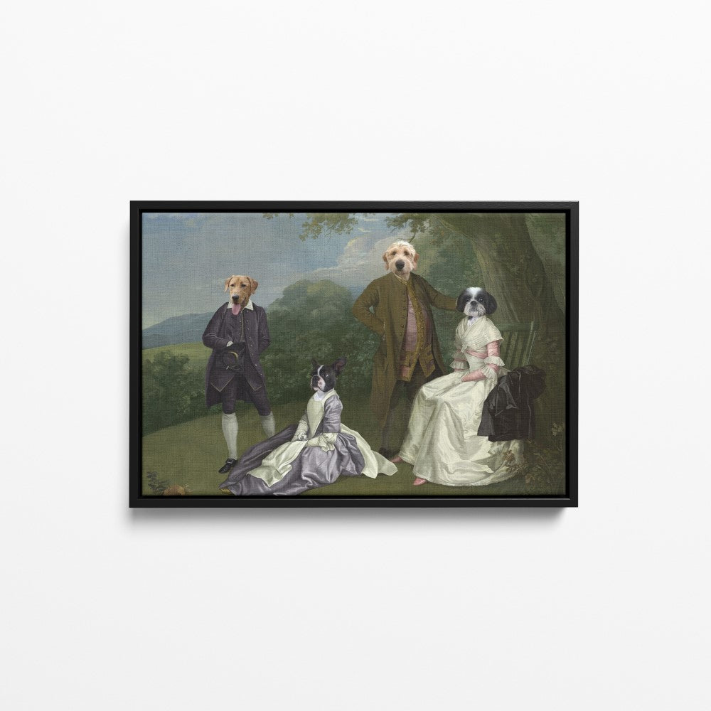 The Family Picnic (Four Pets) - Custom Pet Canvas