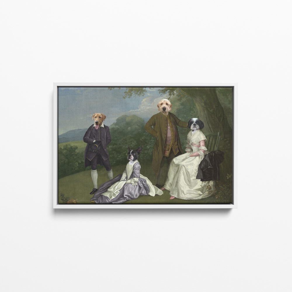 The Family Picnic (Four Pets) - Custom Pet Canvas
