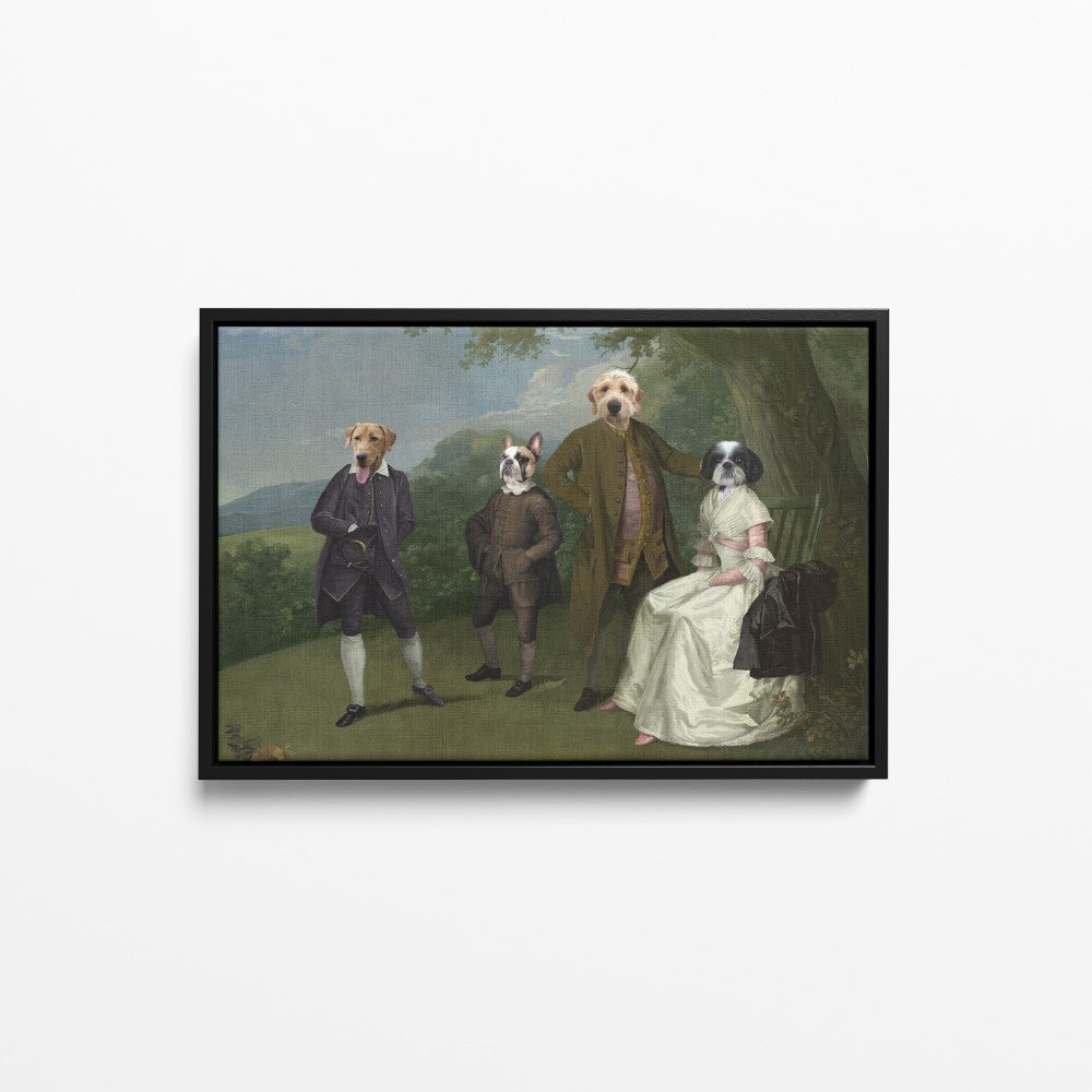 The Family Picnic (Four Pets) - Custom Pet Canvas