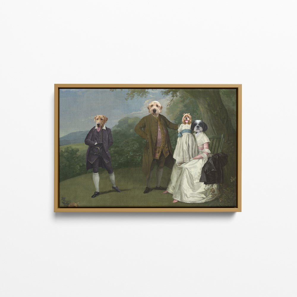 The Family Picnic (Four Pets) - Custom Pet Canvas