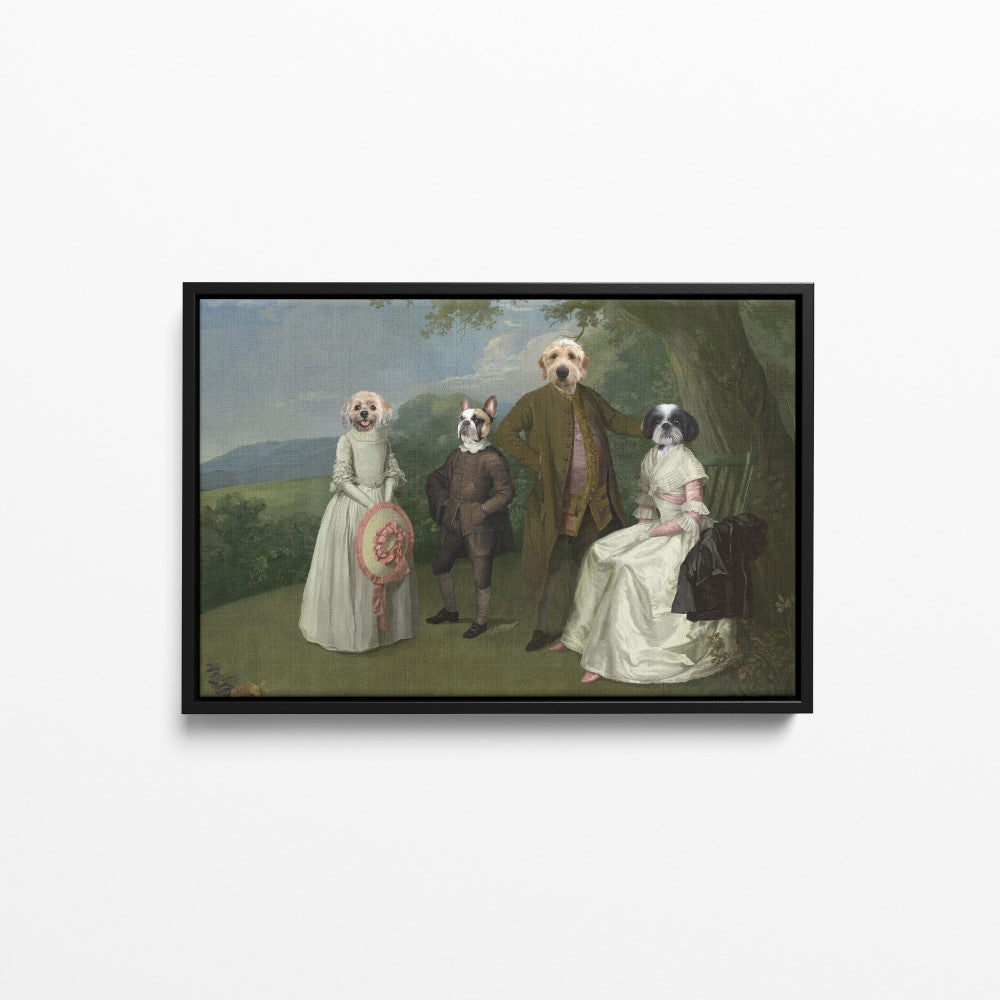 The Family Picnic (Four Pets) - Custom Pet Canvas
