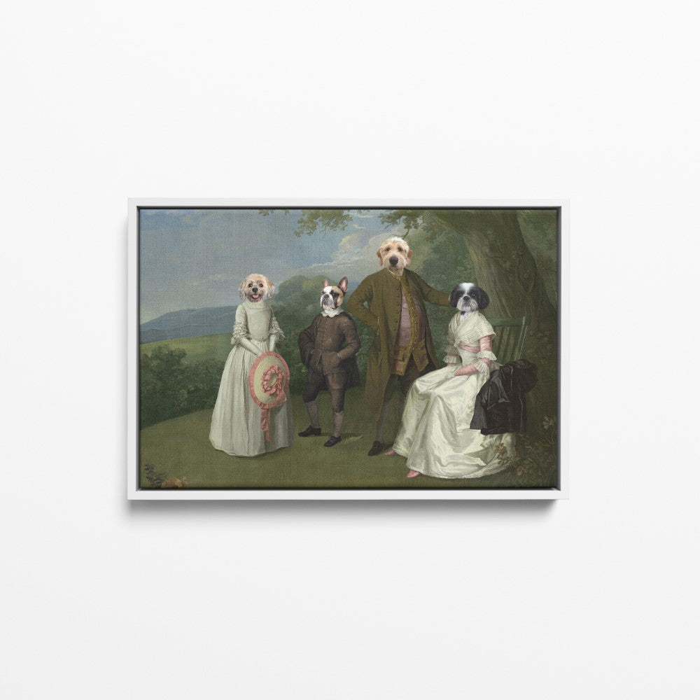 The Family Picnic (Four Pets) - Custom Pet Canvas