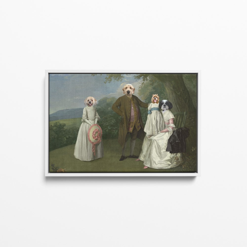 The Family Picnic (Four Pets) - Custom Pet Canvas