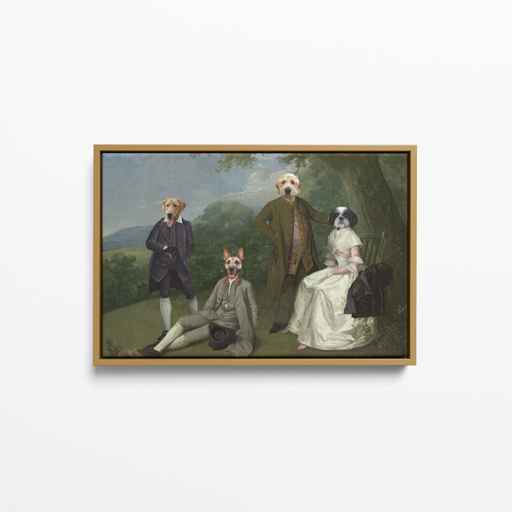 The Family Picnic (Four Pets) - Custom Pet Canvas