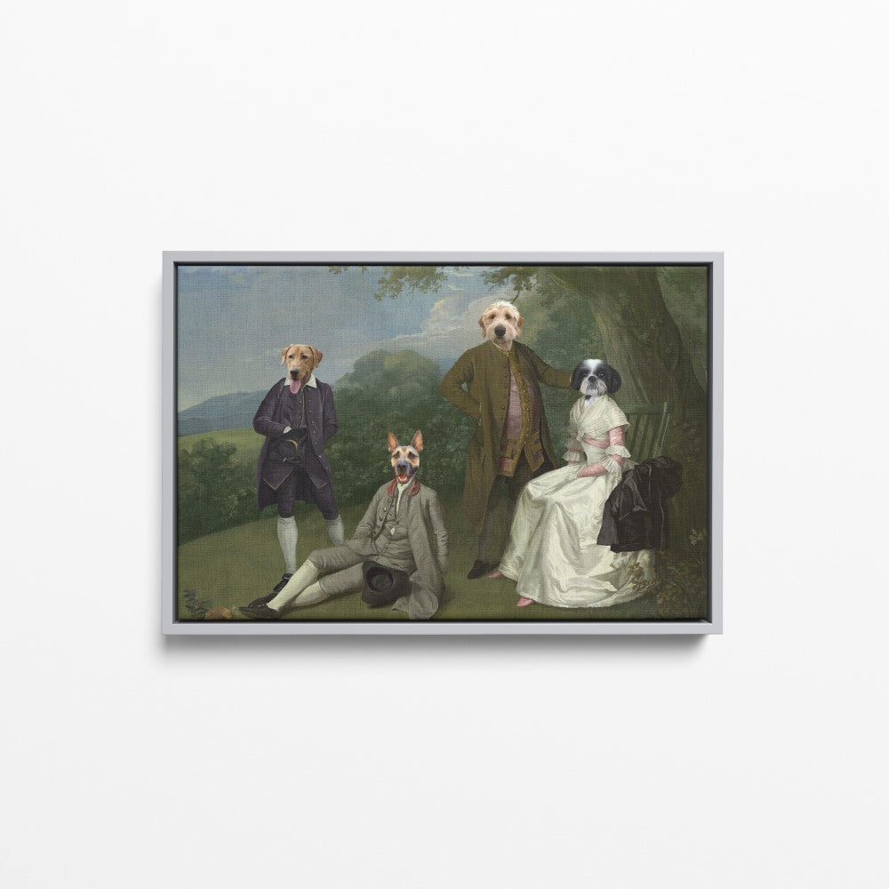 The Family Picnic (Four Pets) - Custom Pet Canvas