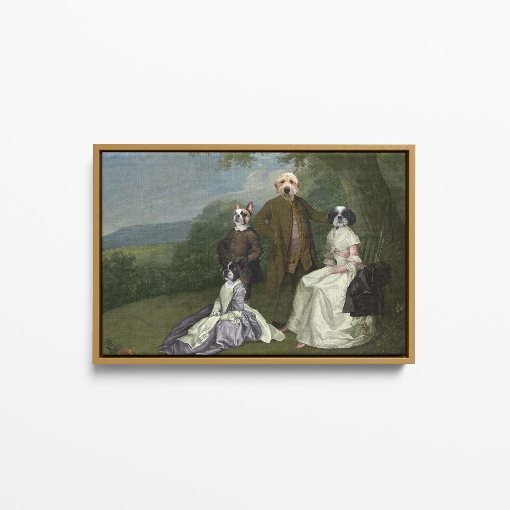 The Family Picnic (Four Pets) - Custom Pet Canvas