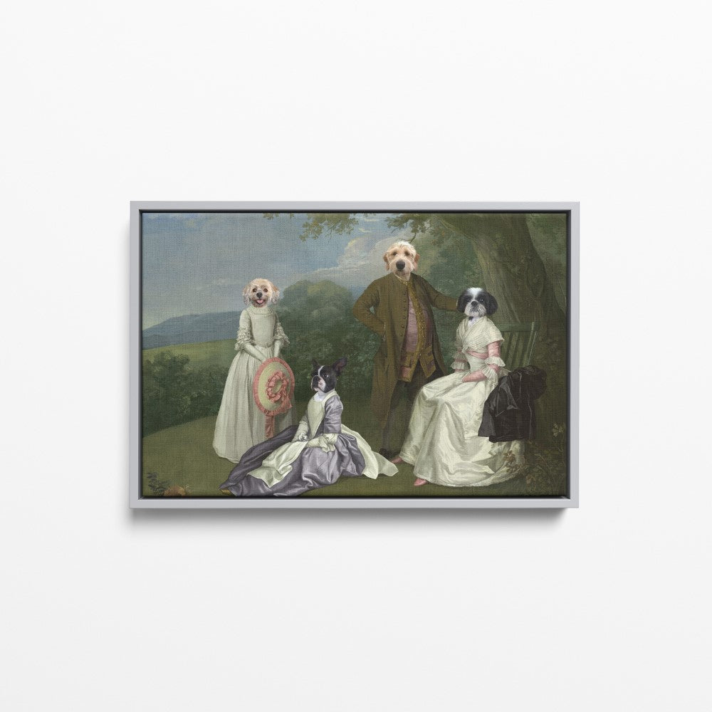The Family Picnic (Four Pets) - Custom Pet Canvas