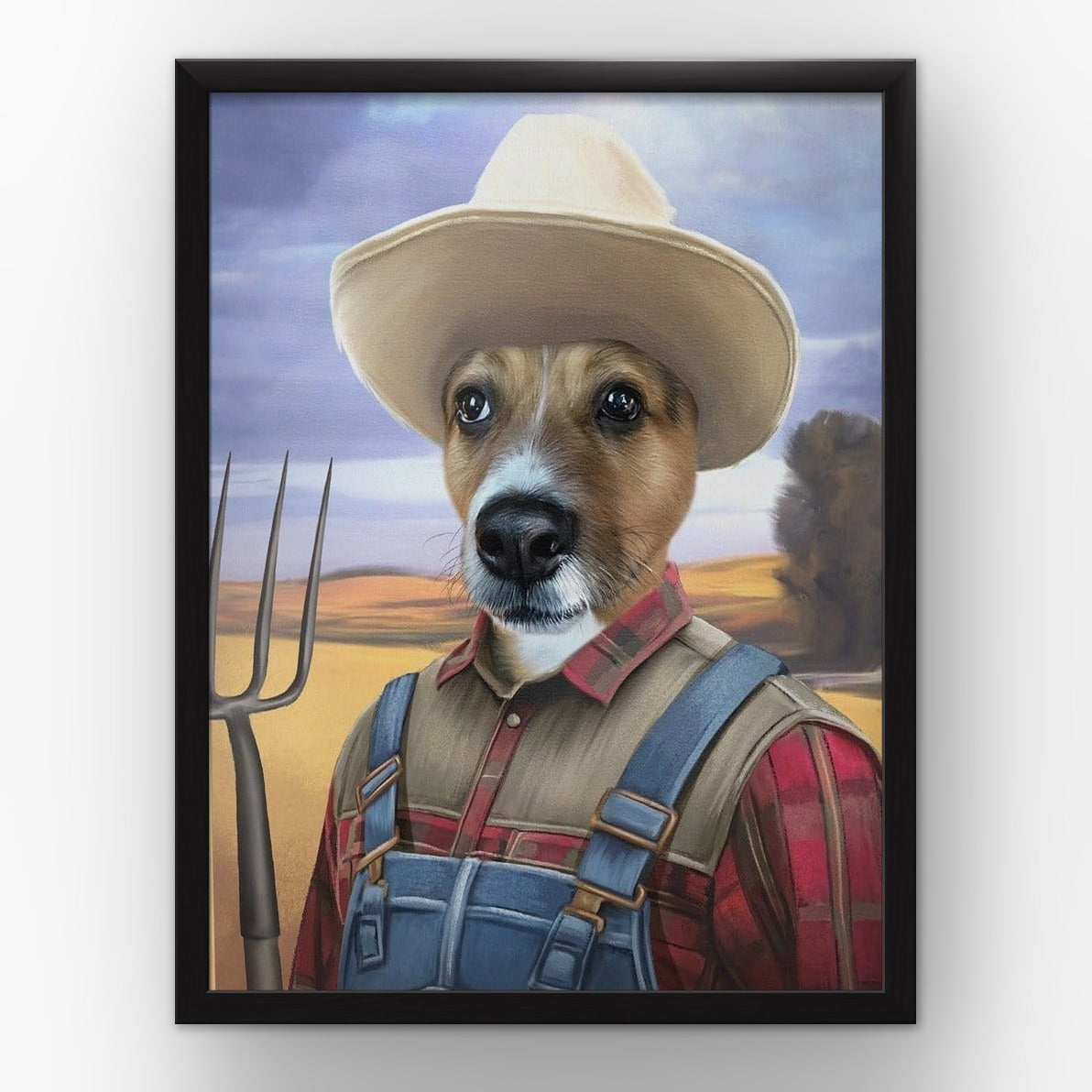 The Farmer custom pet poster in a black frame