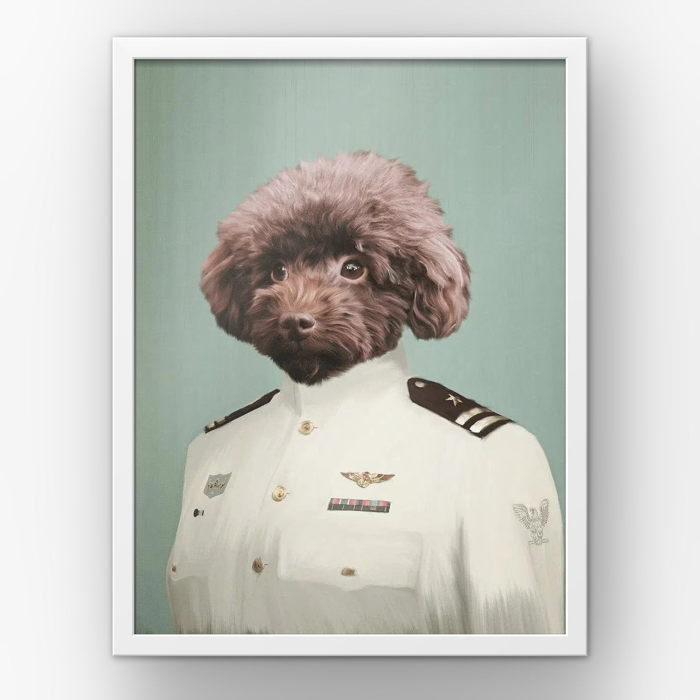 The Female Coast Guard custom pet poster in a white frame