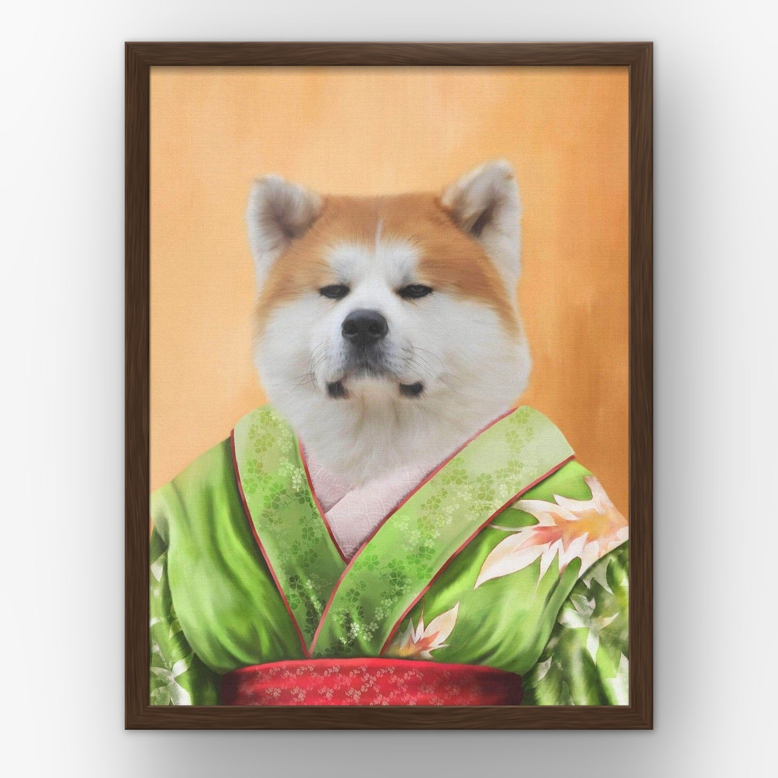 The Geisha custom pet poster in a walnut frame