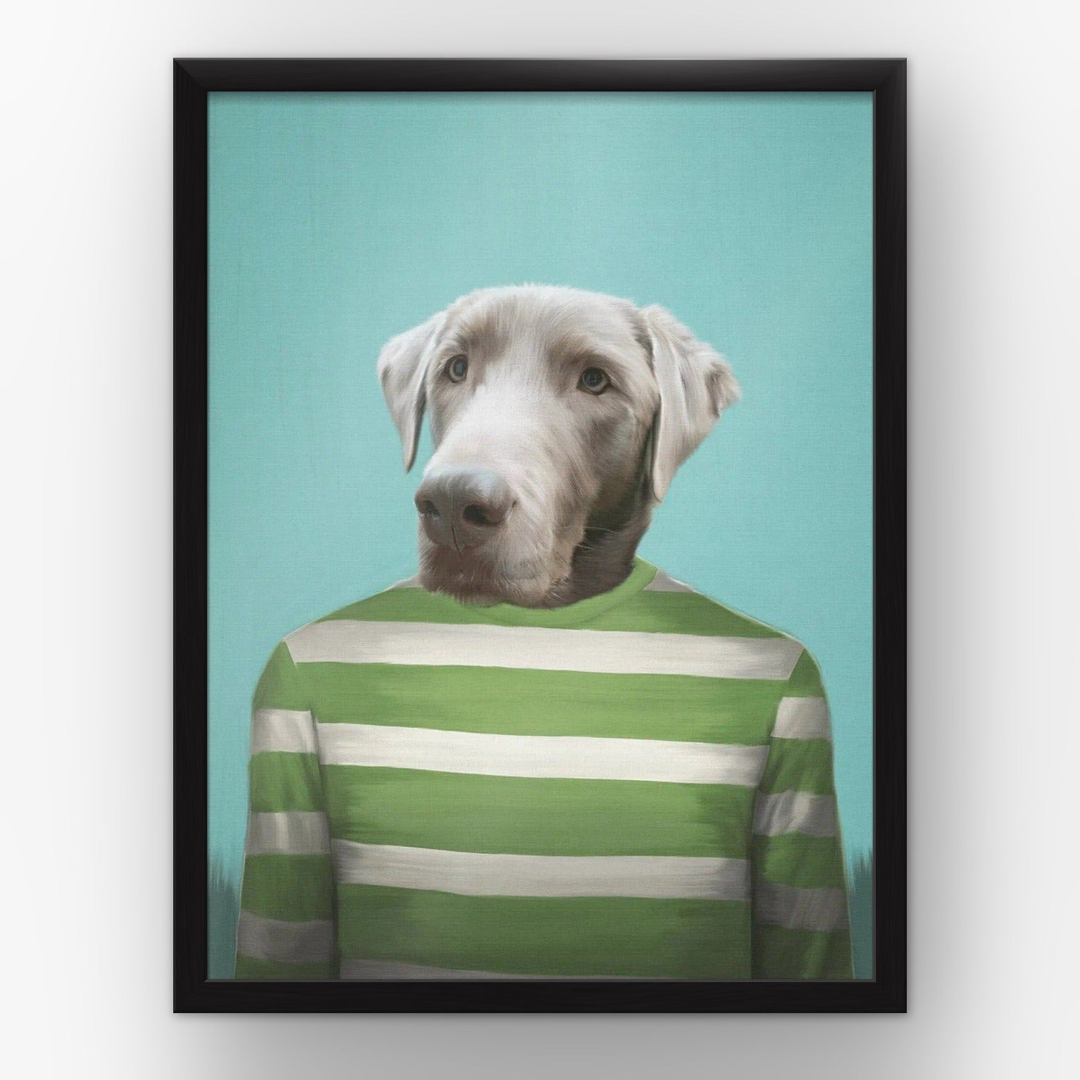 The Green Candy Cane custom pet poster in a black frame