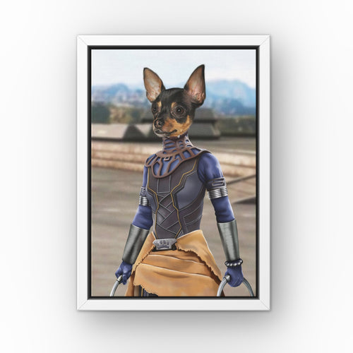 The Hero Sister custom pet canvas in a white floating frame