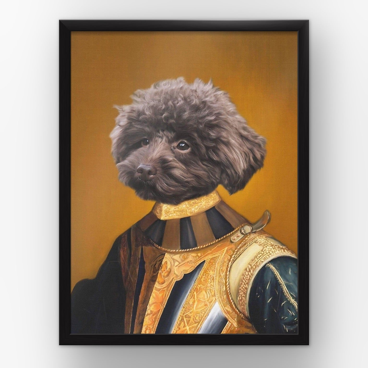The Knight custom pet poster in a black frame