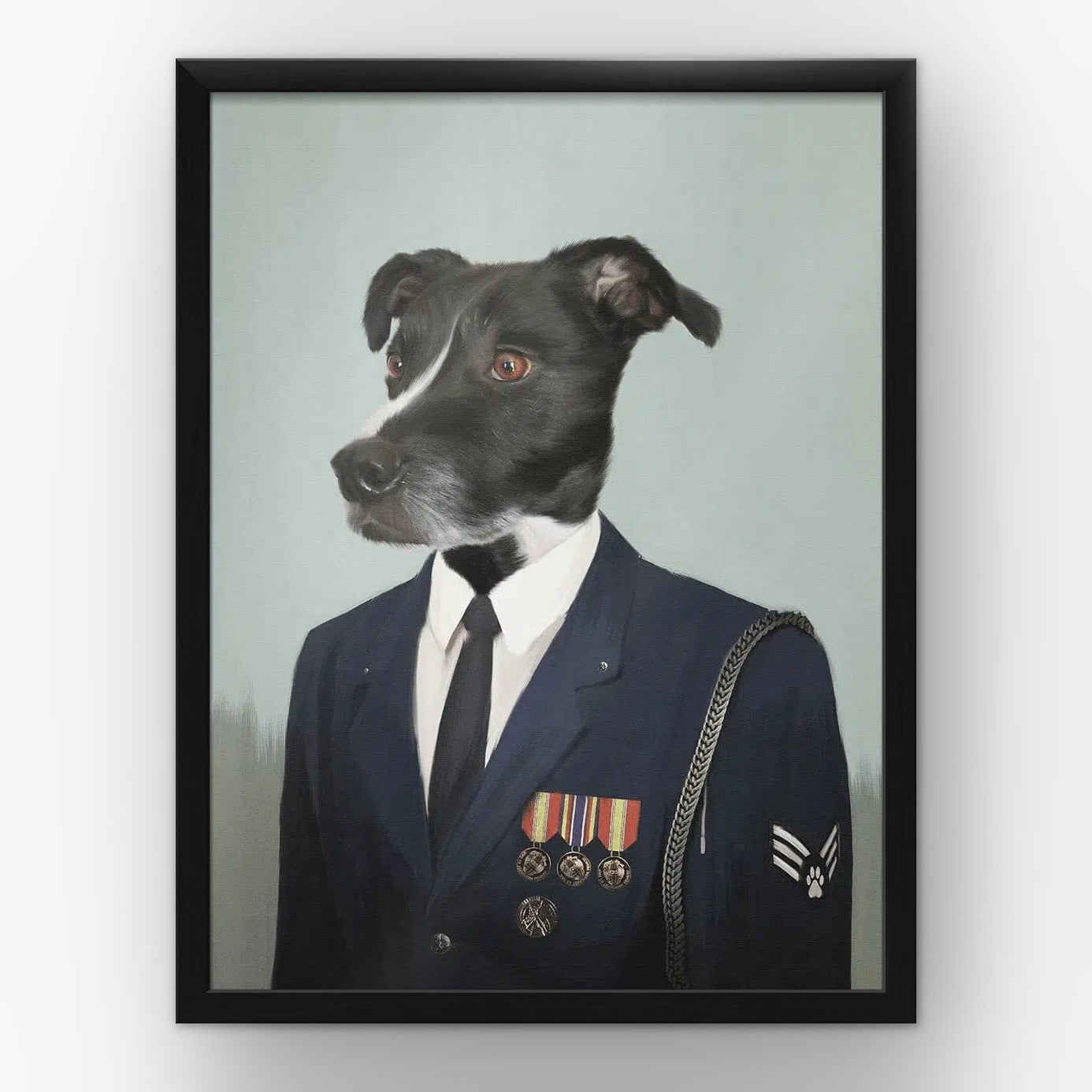 The Male Air Officer custom pet poster in a black frame