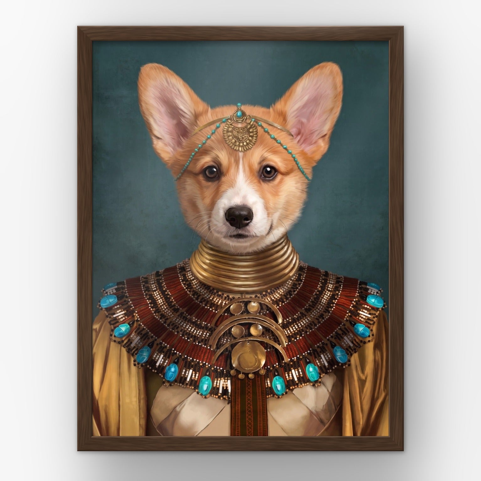 The Nubian Queen custom pet poster in a walnut frame