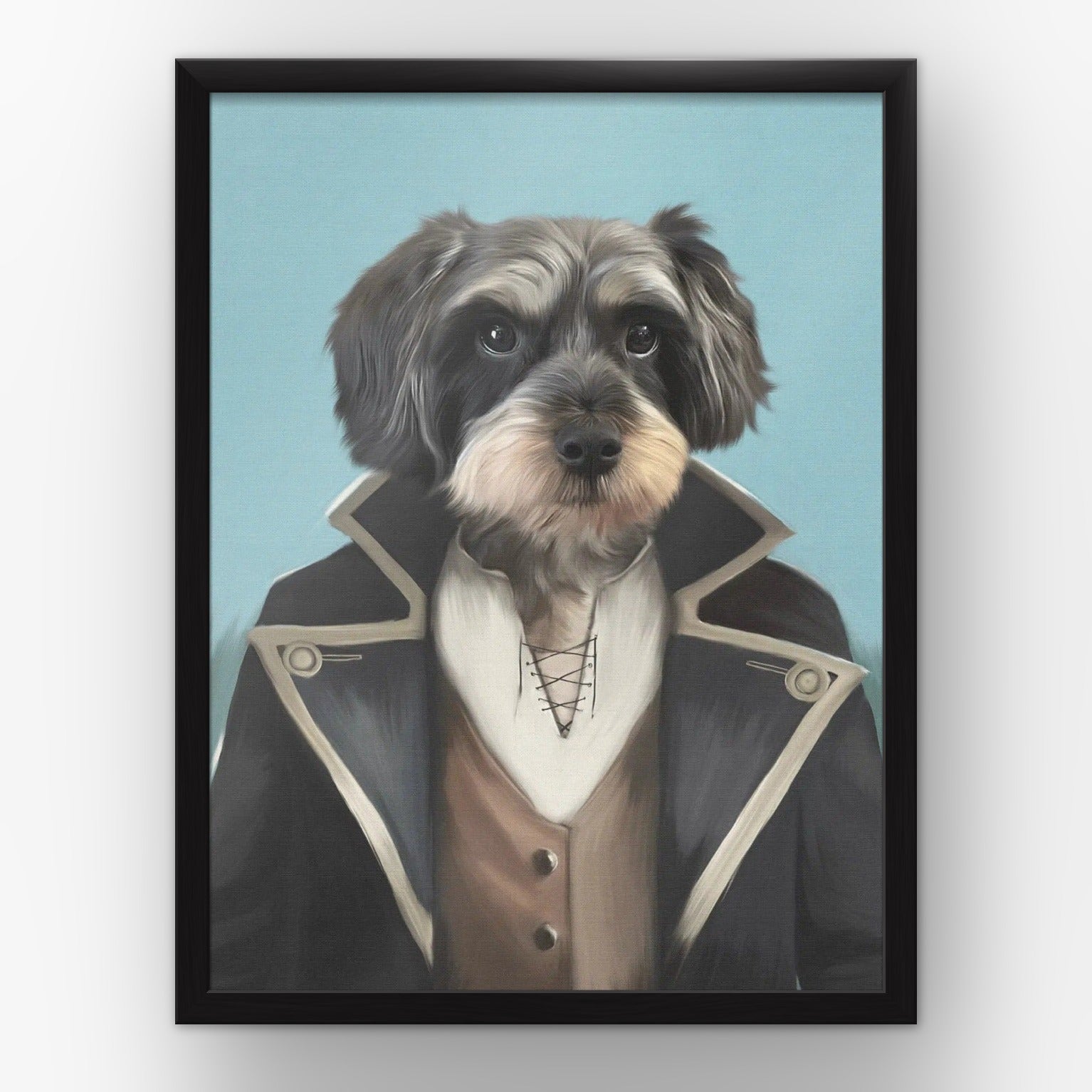 The Pirate custom pet poster in a black frame
