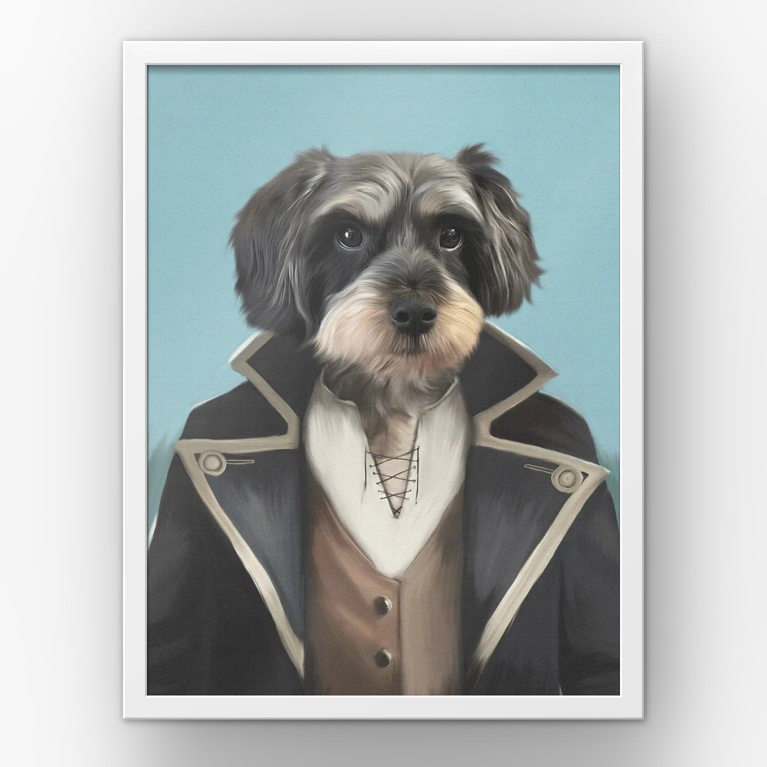 The Pirate custom pet poster in a white frame