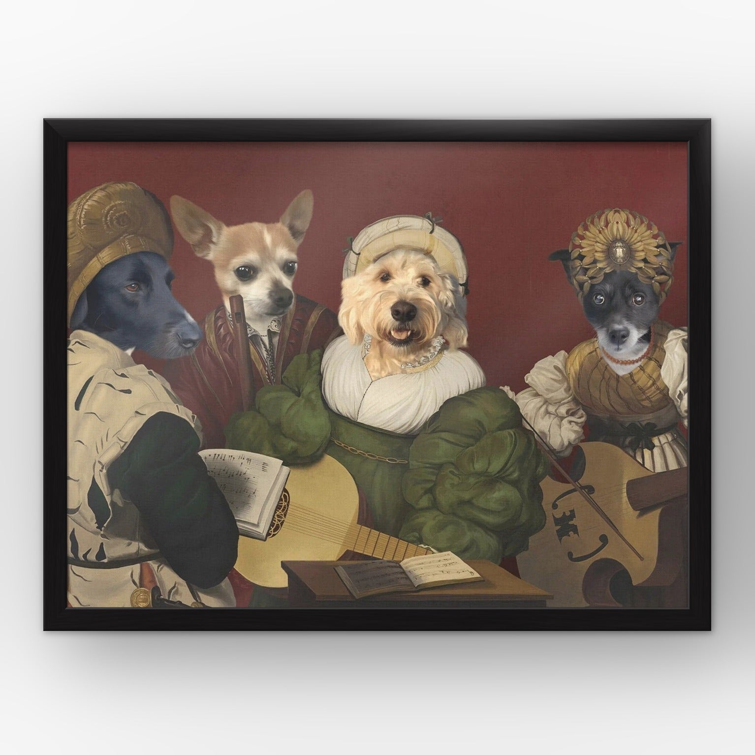 The Quartet custom pet poster in a black frame